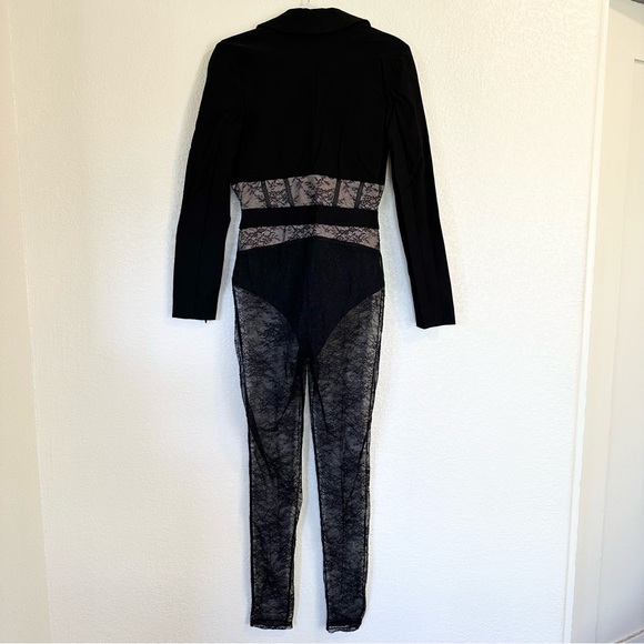 Michael Costello x REVOLVE Claudette Sheer Lace Corset Blazer Jumpsuit in Black - Picture 3 of 9